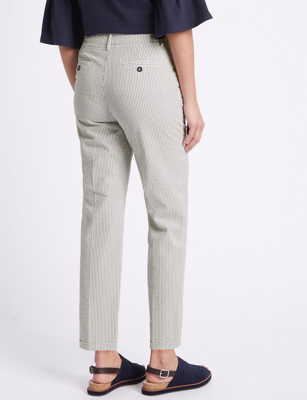 Pure Cotton Straight Leg Trousers 4 of 6