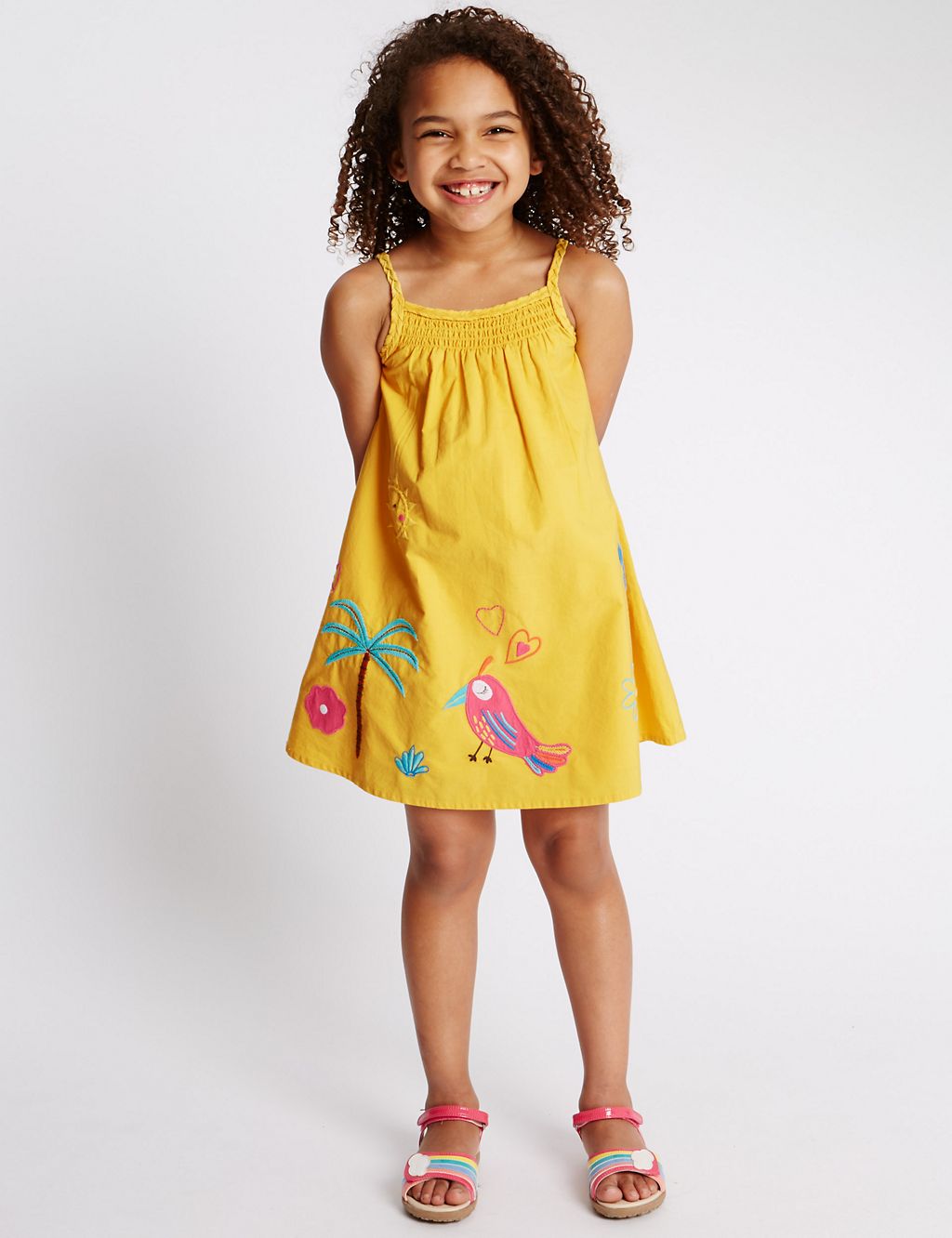 Pure Cotton Strappy Appliqué Dress (1-7 Years) 3 of 3