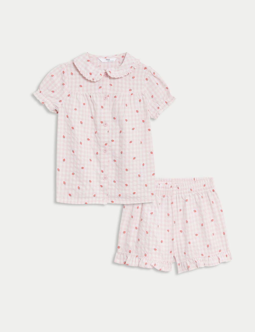 Pure Cotton Strawberry Checked Pyjamas (1-8 Yrs) 1 of 1