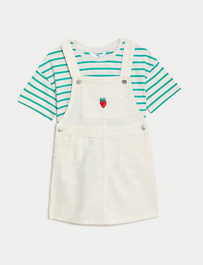 Pure Cotton Strawberry Pinafore Outfit (2-8 Yrs) Image 2 of 4