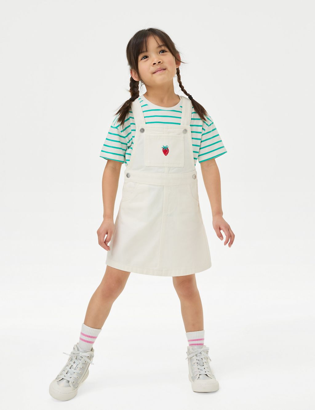 Pure Cotton Strawberry Pinafore Outfit (2-8 Yrs) 3 of 4