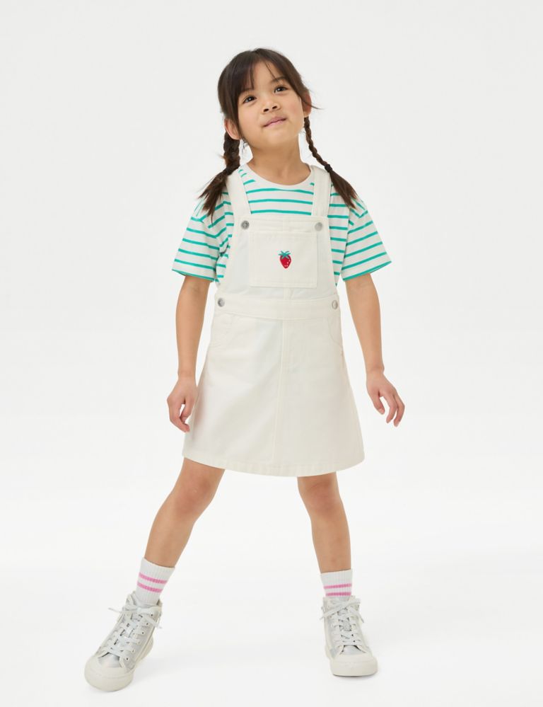Pure Cotton Strawberry Pinafore Outfit (2-8 Yrs) 1 of 4
