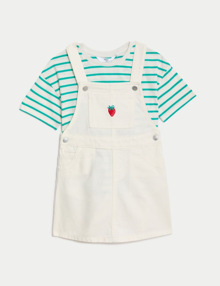 Pure Cotton Strawberry Pinafore Outfit (2-8 Yrs) 2 of 4
