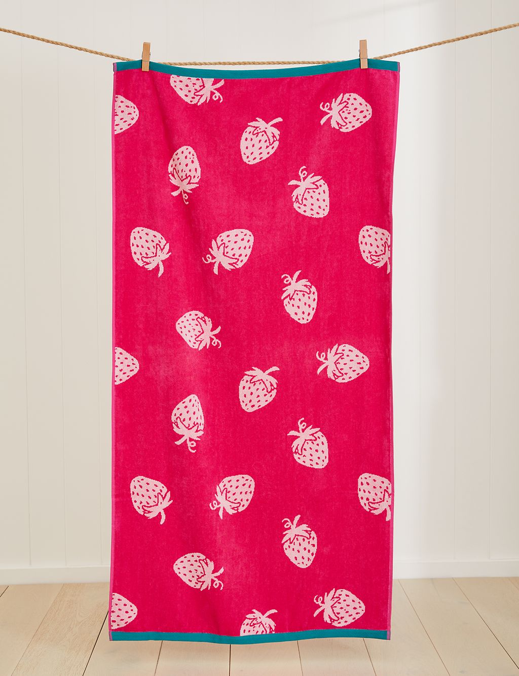 Pure Cotton Strawberry Print Beach Towel 3 of 5