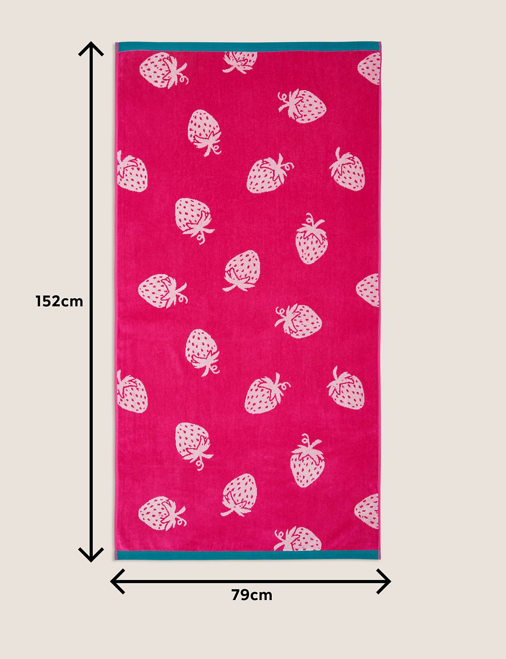 Pure Cotton Strawberry Print Beach Towel 5 of 5