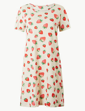 Pure Cotton Strawberry Short Nightdress Image 2 of 5