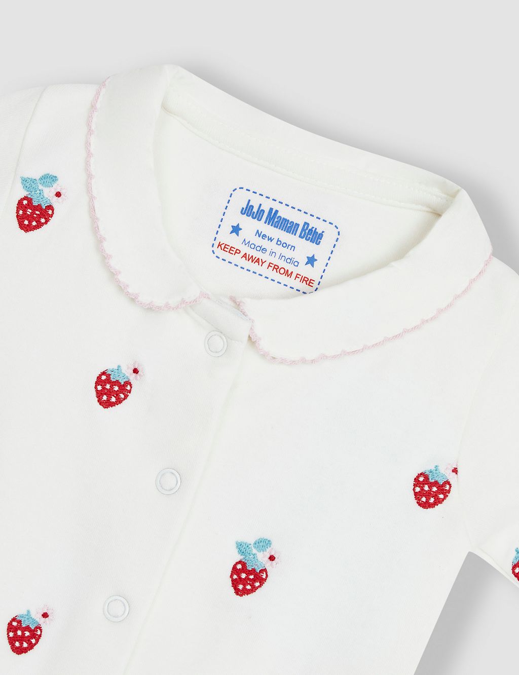 Pure Cotton Strawberry Sleepsuit (7lbs-12 Mths) 2 of 3