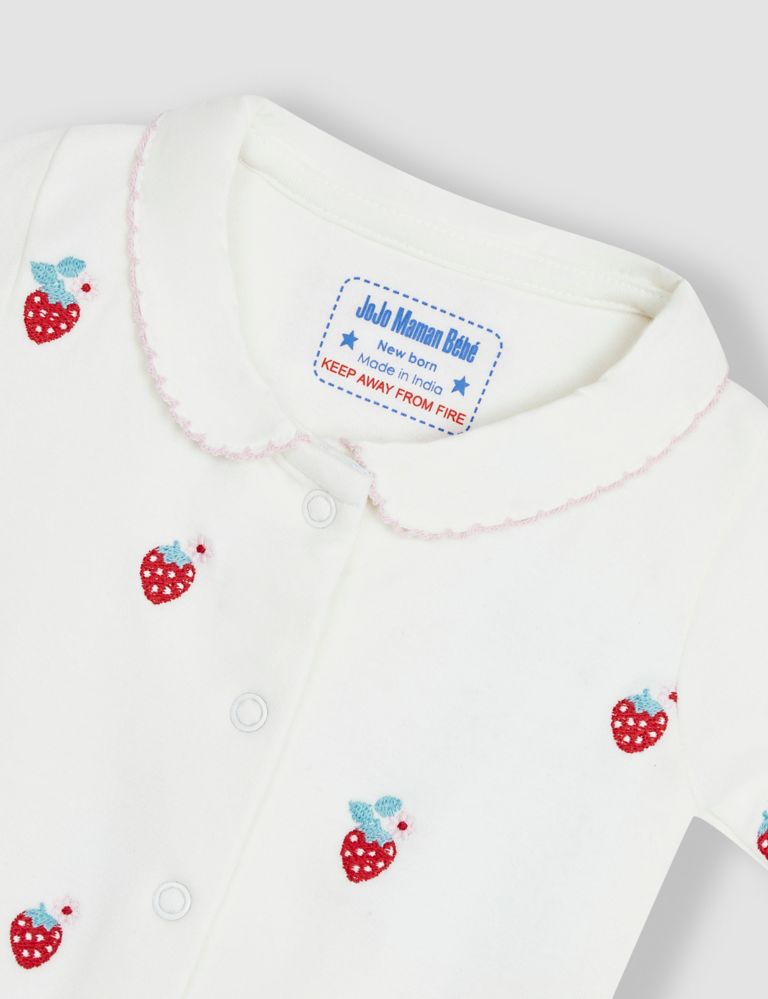 Pure Cotton Strawberry Sleepsuit (7lbs-12 Mths) 3 of 3