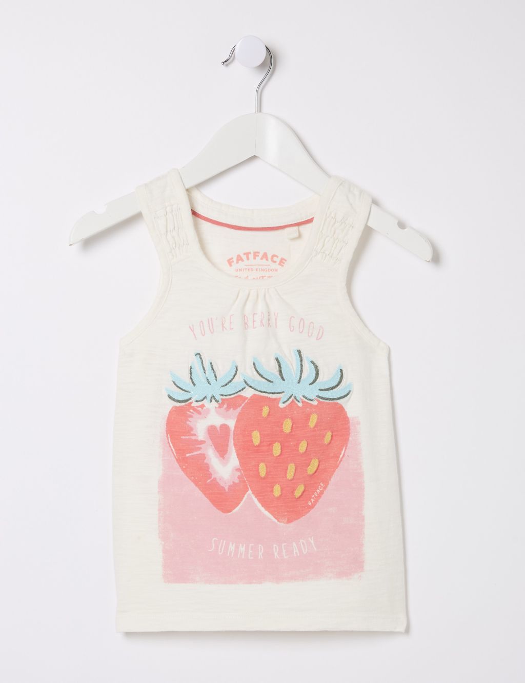 Pure Cotton Strawberry Vest (3-13 Yrs) 1 of 4