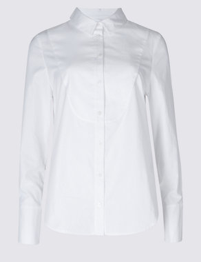 Pure Cotton Stretch Bib Detail Shirt Image 2 of 5