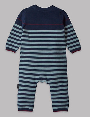 Pure Cotton Stripe Knit All-in-One Image 2 of 4