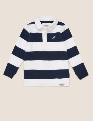 Pure Cotton Stripe Rugby Shirt (2-7 Yrs) Image 2 of 4