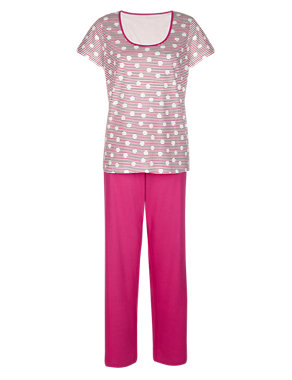 Pure Cotton Striped & Spotted Pyjamas Image 2 of 5
