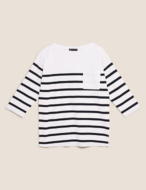Pure Cotton Striped 3/4 Sleeve Tunic Image 2 of 5