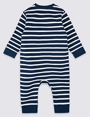 Pure Cotton Striped All in One (0-3 Yrs) Image 2 of 3