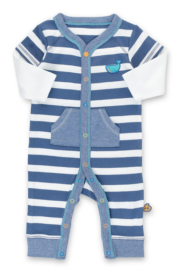 Pure Cotton Striped All-in-Ones Image 1 of 2