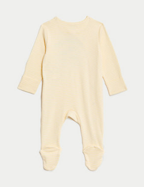 Pure Cotton Striped Auntie Sleepsuit (7lbs-9 Mths) Image 2 of 4