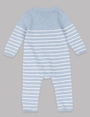 Pure Cotton Striped Baby All in One Image 2 of 3
