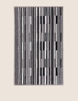 grey striped bath mat