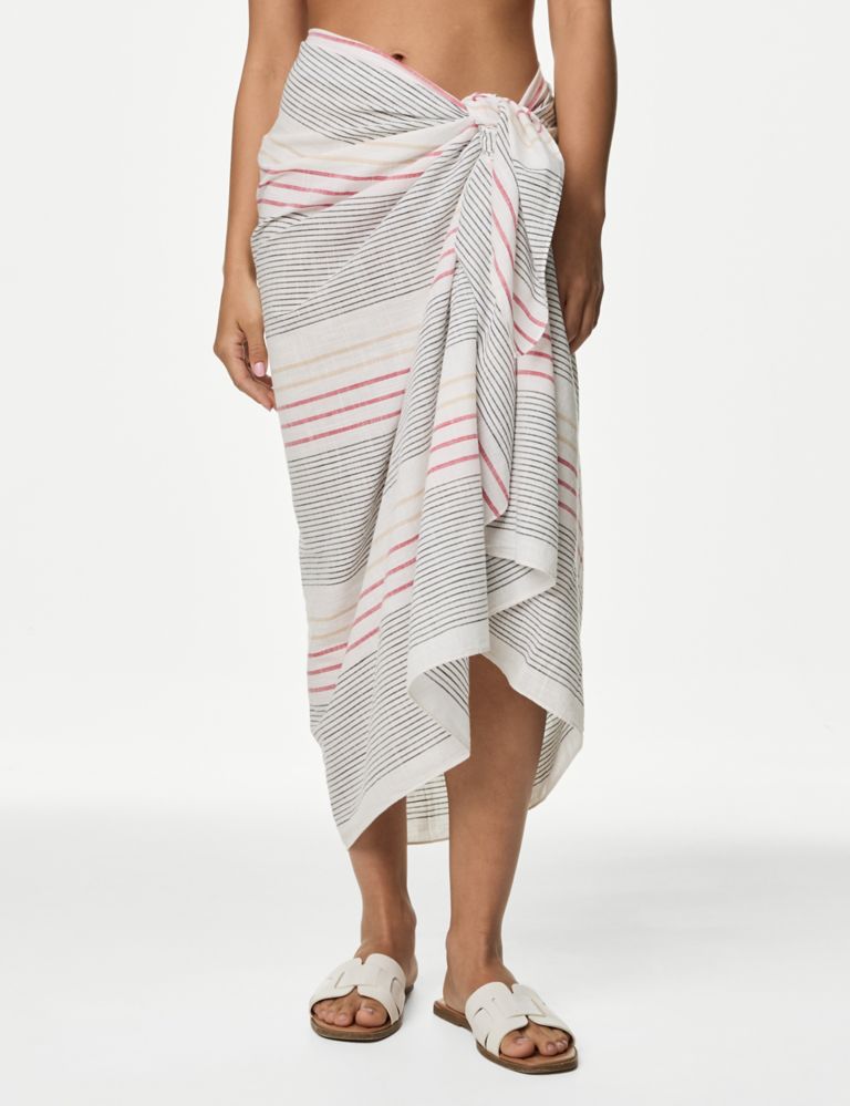 Pure Cotton Striped Beach Cover Up Sarong 3 of 6