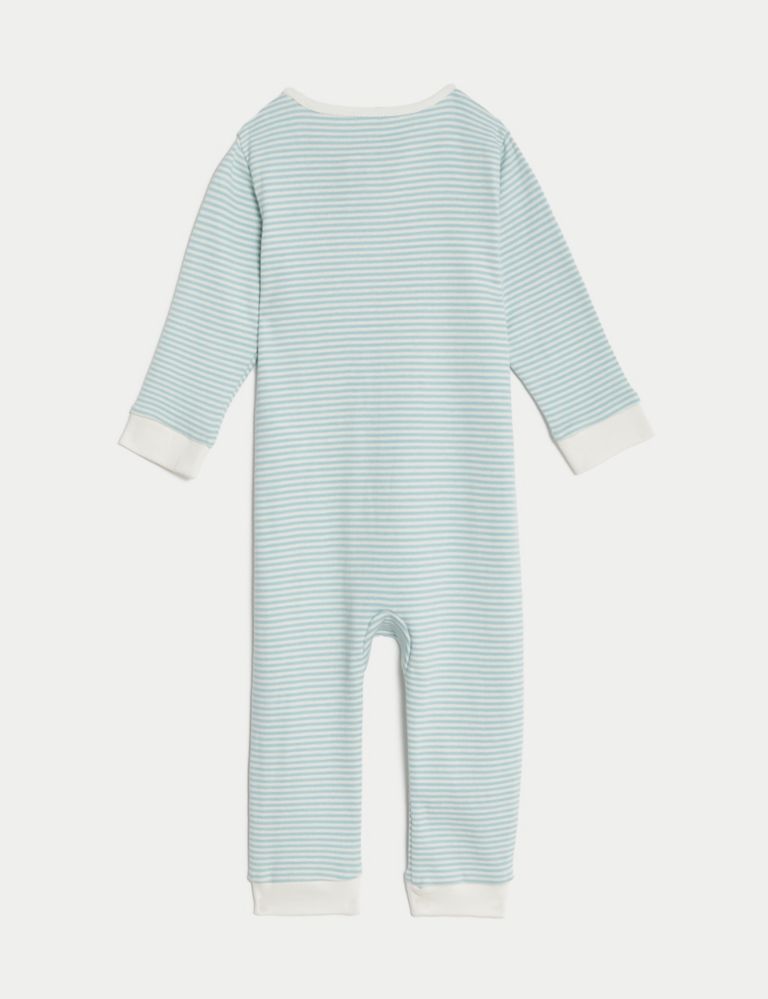 Pure Cotton Striped Bear Zip Sleepsuit (7lbs-1 Yrs) 2 of 3