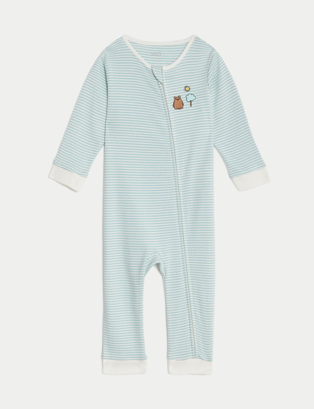 Pure Cotton Striped Bear Zip Sleepsuit (7lbs-1 Yrs) 3 of 3