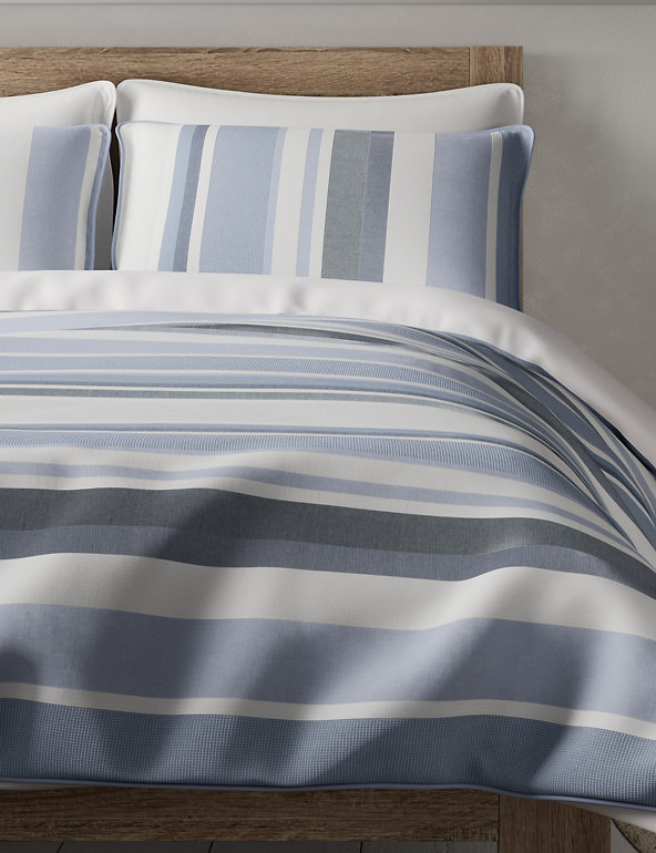 Pure Cotton Striped Bedding Set M S, Blue Stripe Bedding Set