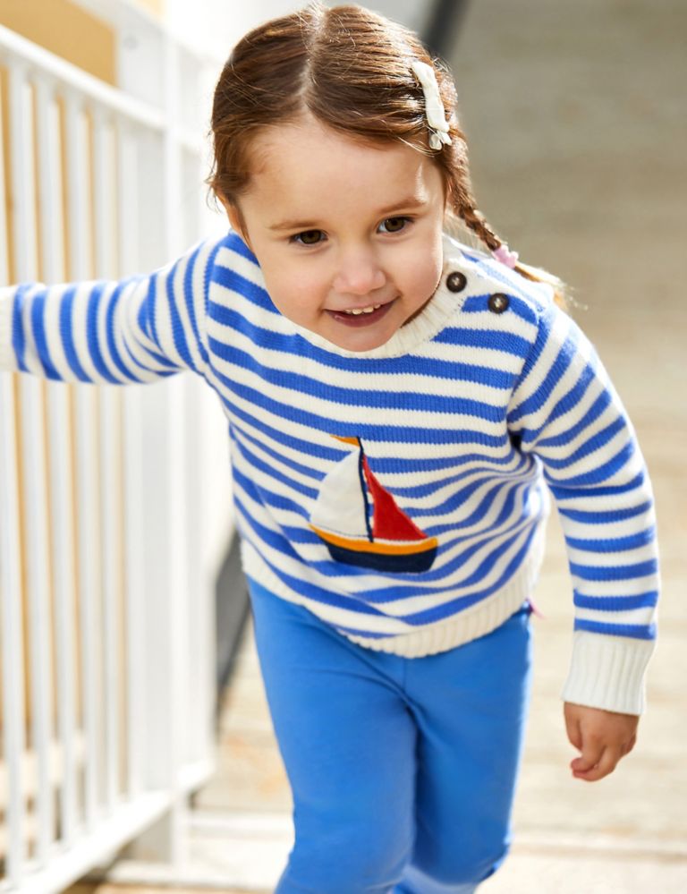 Pure Cotton Striped Boat Jumper (6 Mths-5 Yrs) 1 of 4