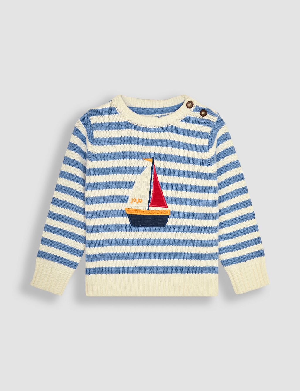 Pure Cotton Striped Boat Jumper (6 Mths-5 Yrs) 1 of 4