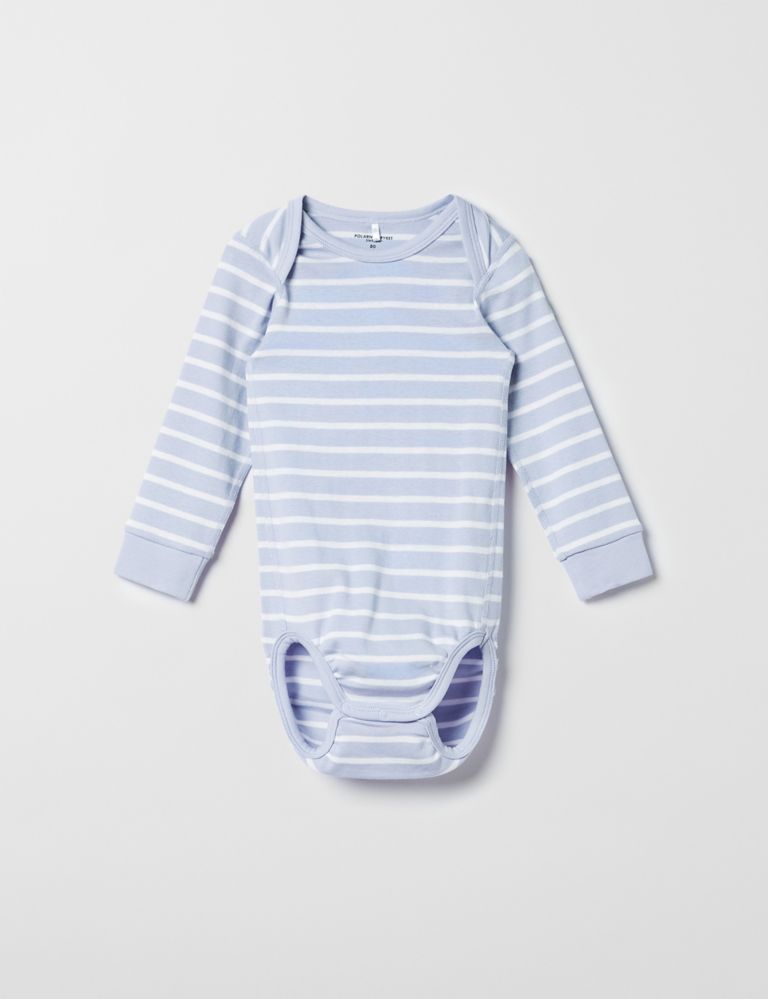 Pure Cotton Striped Bodysuit (7lbs-12 Mths) 1 of 3