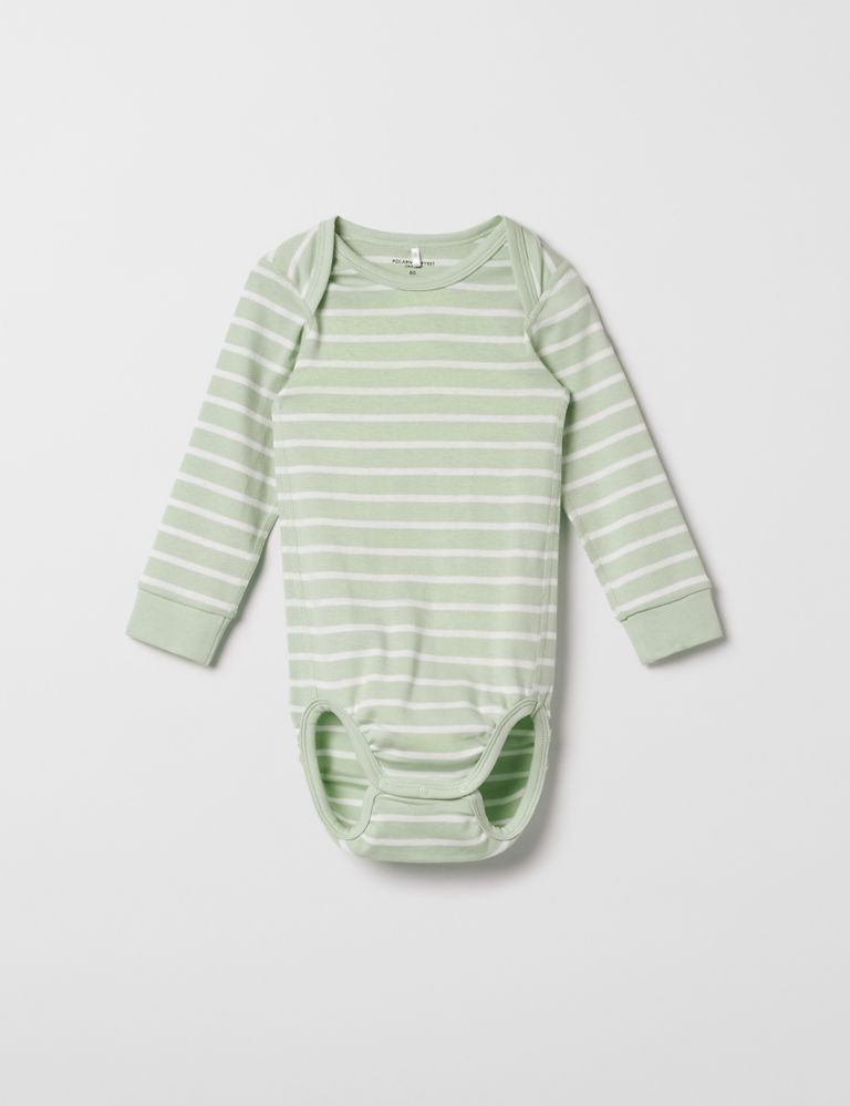 Pure Cotton Striped Bodysuit (7lbs-12 Mths) 1 of 3
