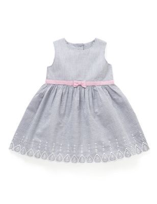 Pure Cotton Striped Bow Dress | M&S