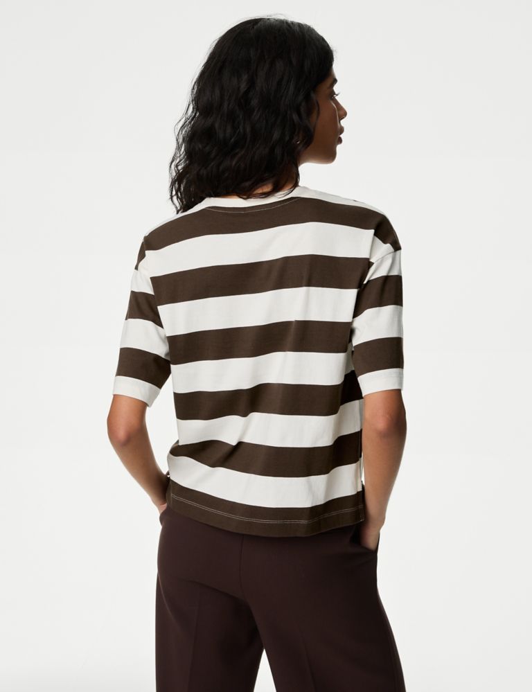 Pure Cotton Striped Boxy T-Shirt 5 of 5