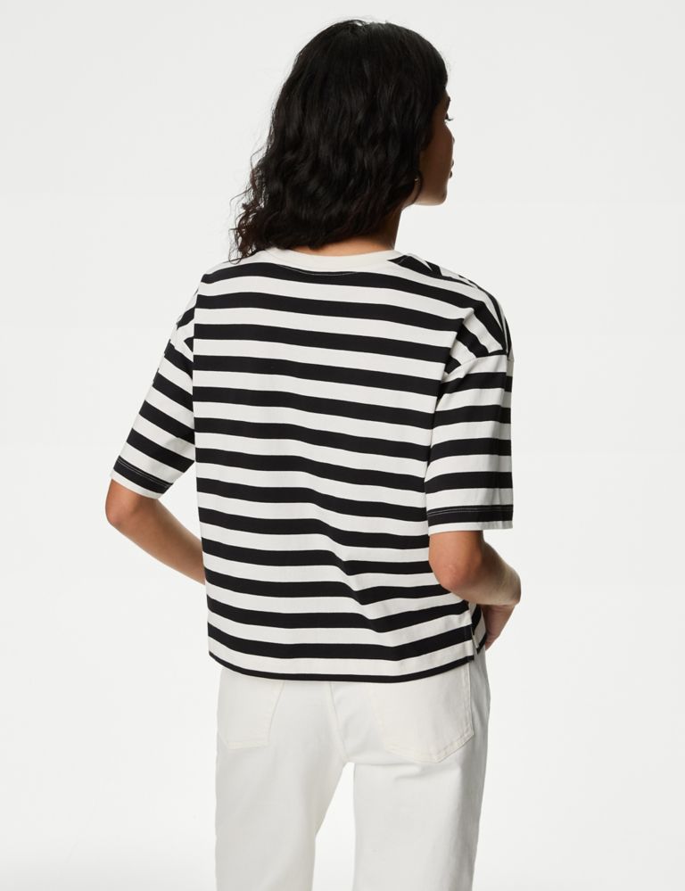 Pure Cotton Striped Boxy T-Shirt 3 of 5
