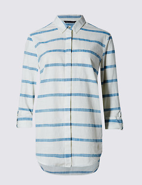Pure Cotton Striped Boyfriend Shirt Image 2 of 3