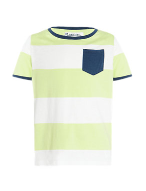 Pure Cotton Striped Boys T-Shirt with StayNEW™ (1-7 Years) Image 2 of 4