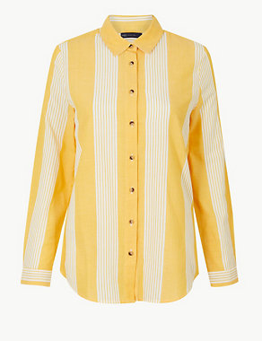 Pure Cotton Striped Button Detailed Shirt Image 2 of 4