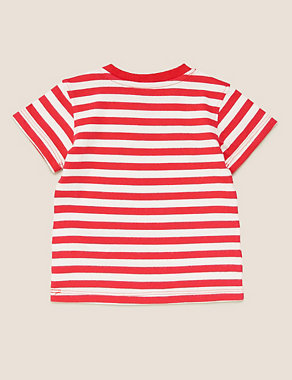 Pure Cotton Striped Car Applique T-Shirt (0-3 Yrs) Image 2 of 3
