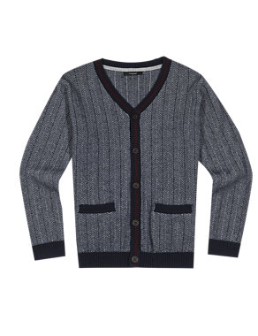 Pure Cotton Striped Cardigan (5-14 Years) Image 2 of 3