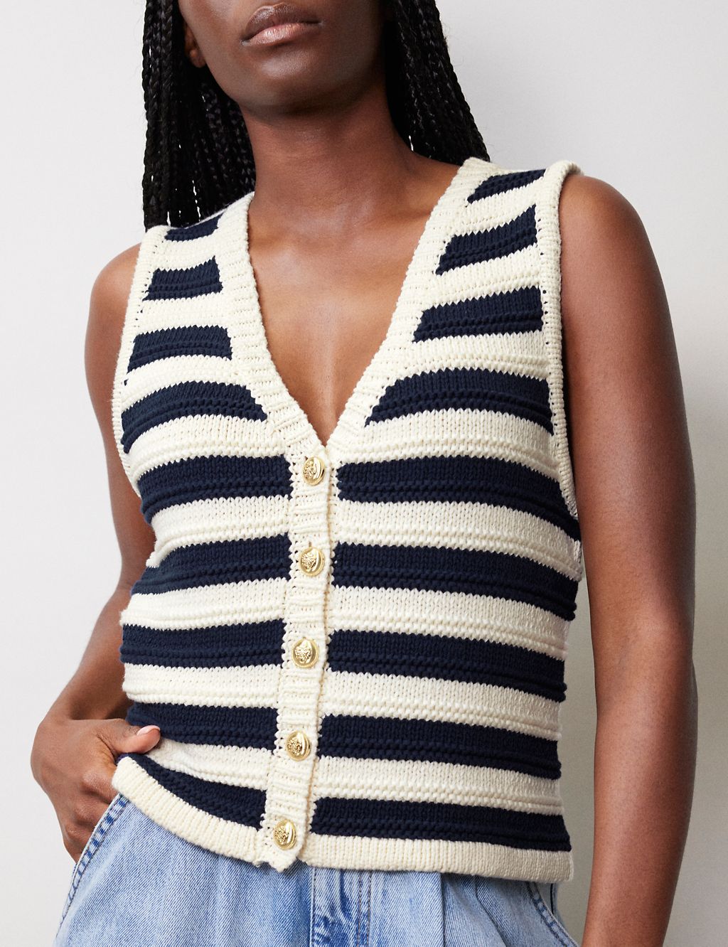 Pure Cotton Striped Cardigan 4 of 4