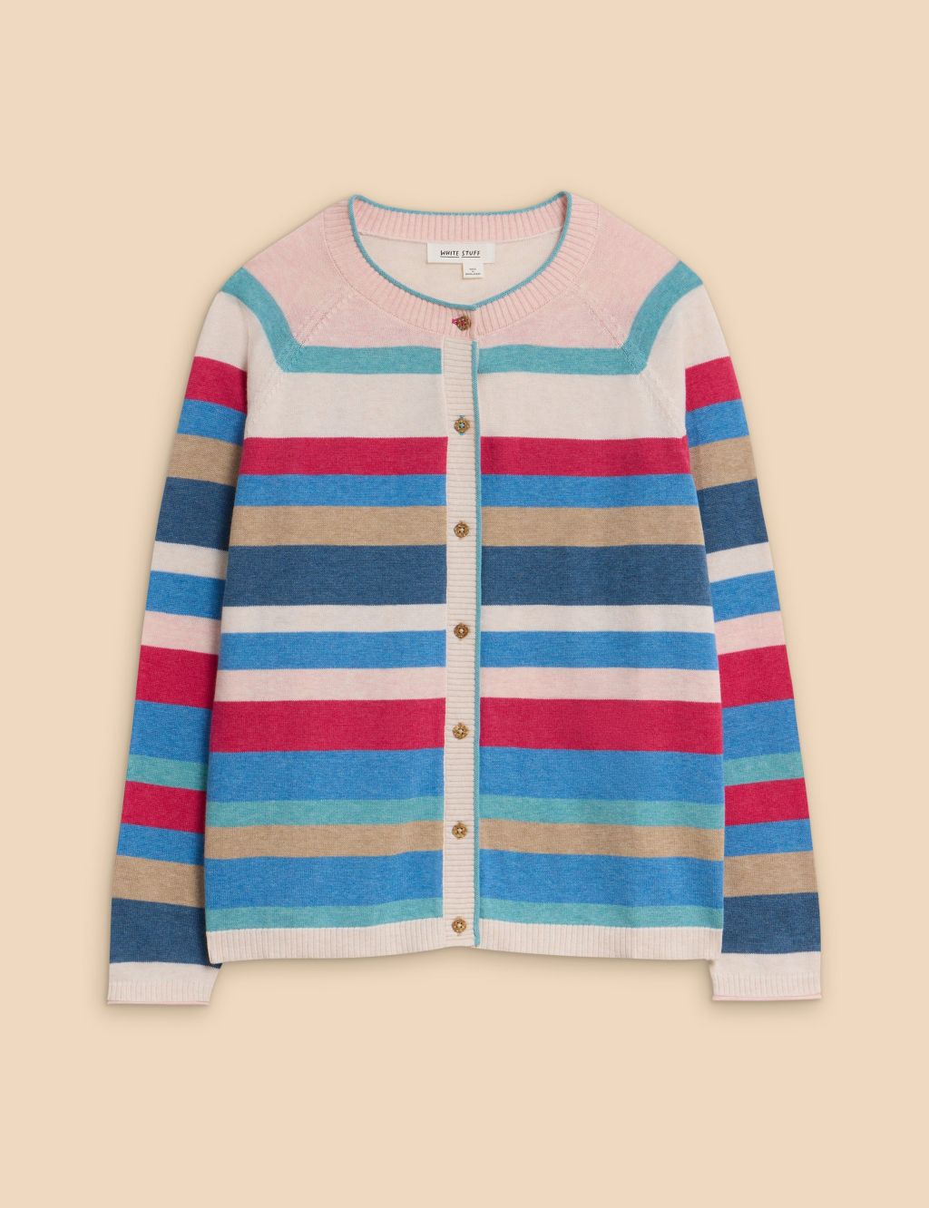 Pure Cotton Striped Cardigan 1 of 6