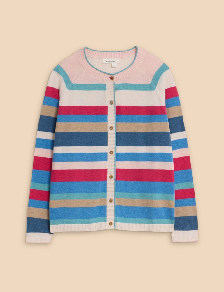 Pure Cotton Striped Cardigan 2 of 6