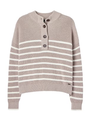 Pure Cotton Striped Collared Jumper Image 2 of 8