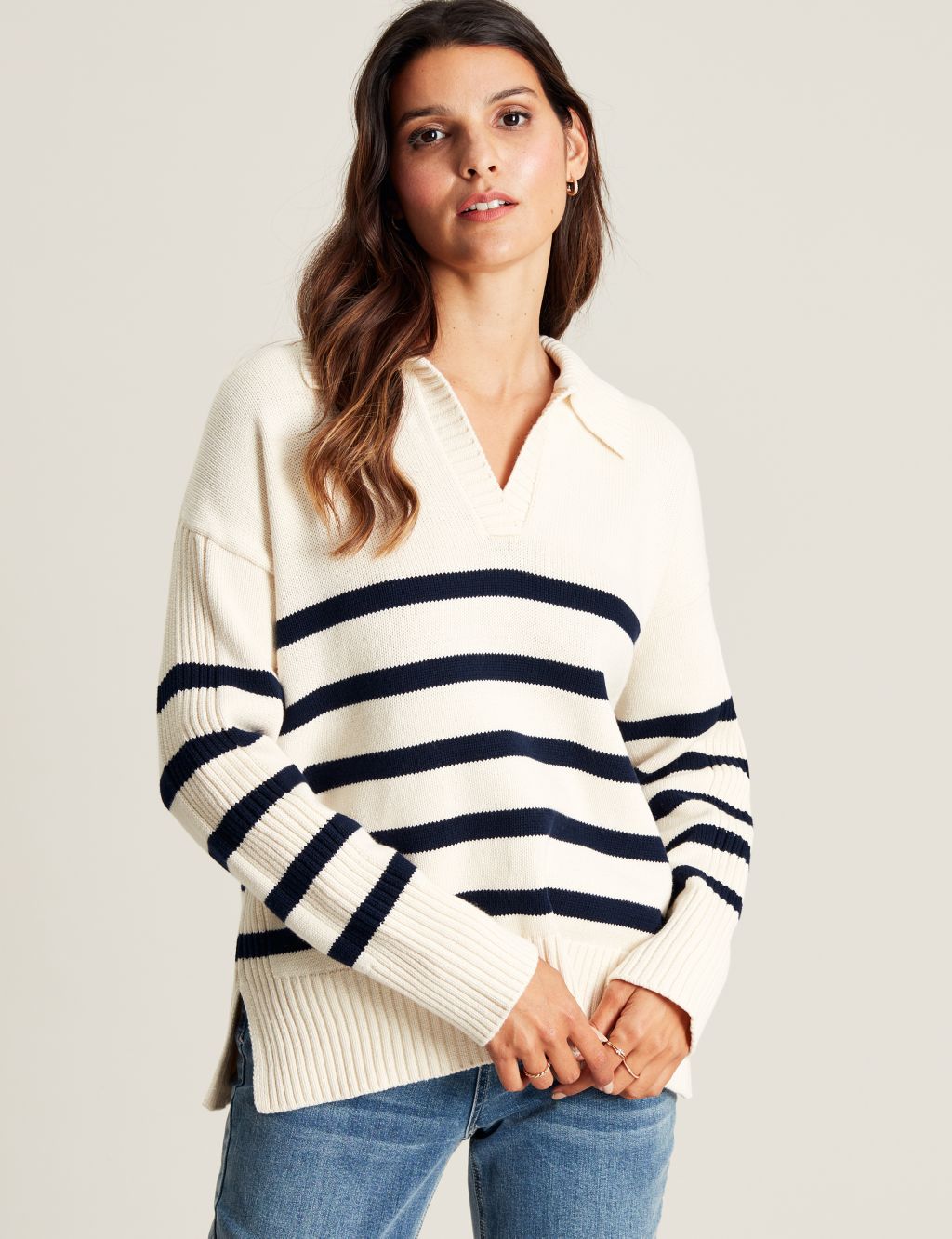 Pure Cotton Striped Collared Relaxed Jumper | Joules | M&S