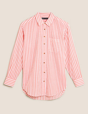 Pure Cotton Striped Collared Relaxed Shirt Image 2 of 5