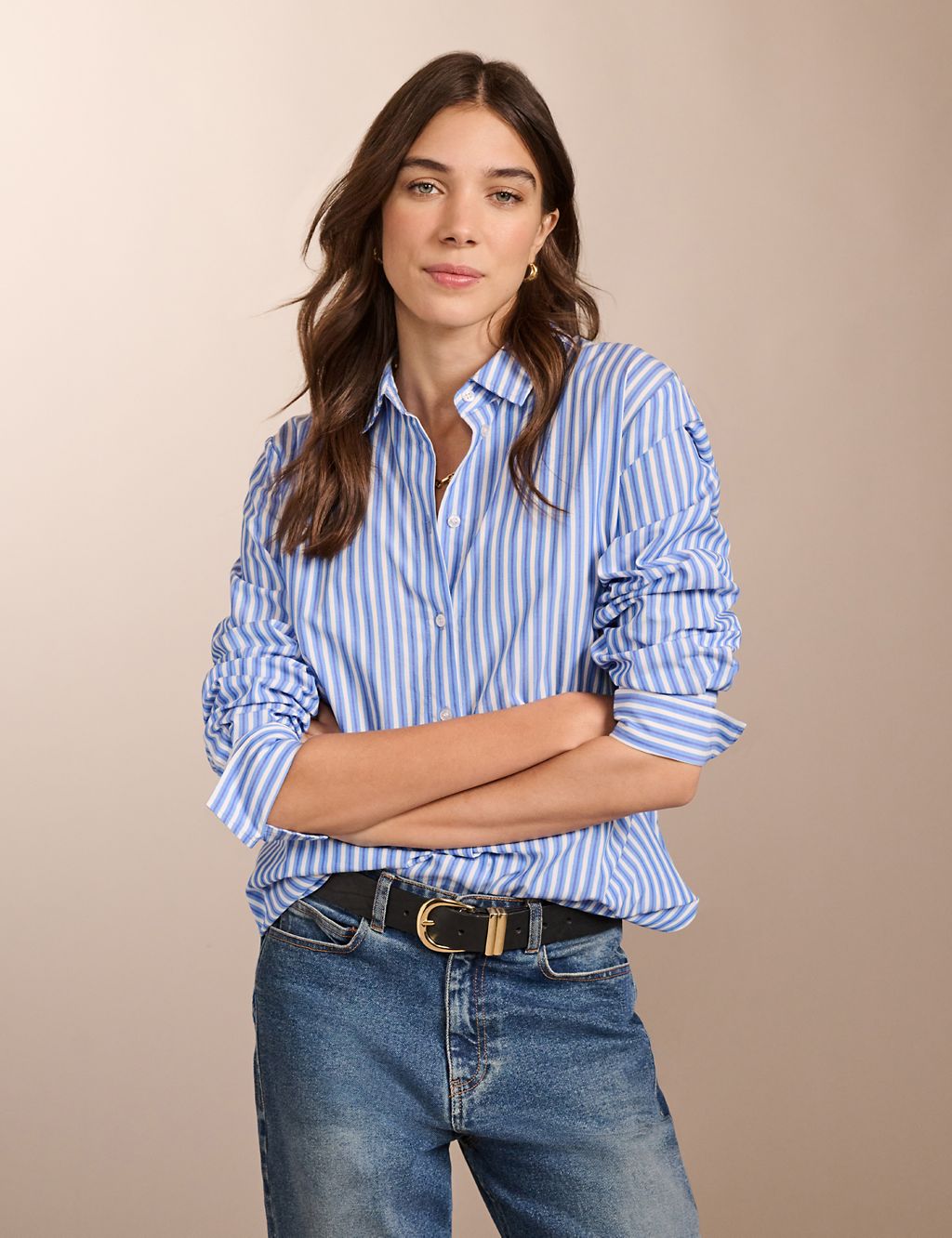 Pure Cotton Striped Collared Relaxed Shirt 4 of 5