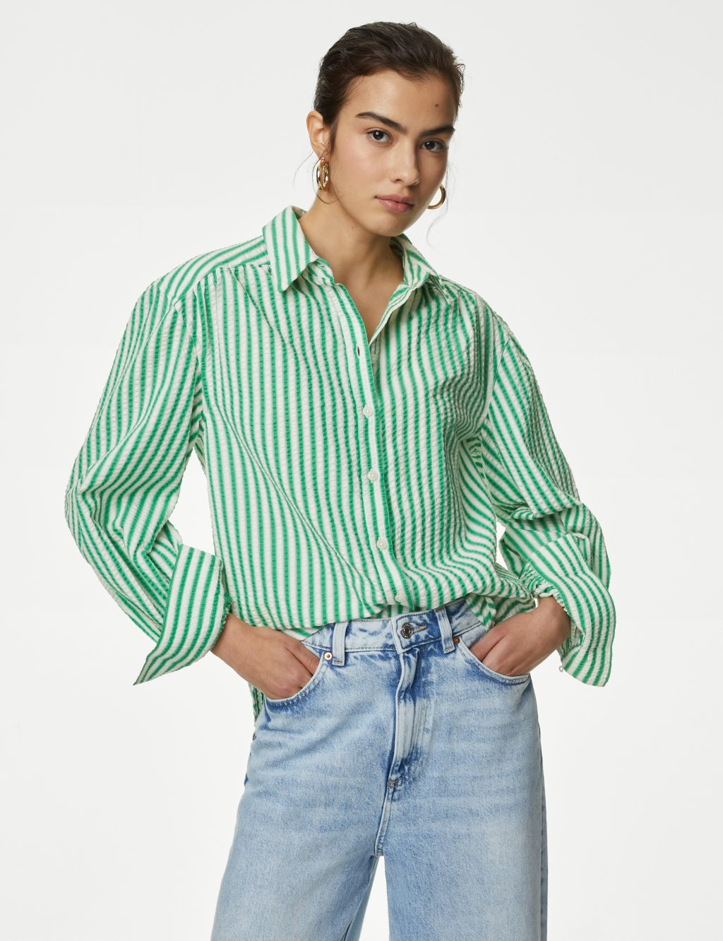 Pure Cotton Striped Collared Shirt 9 of 9