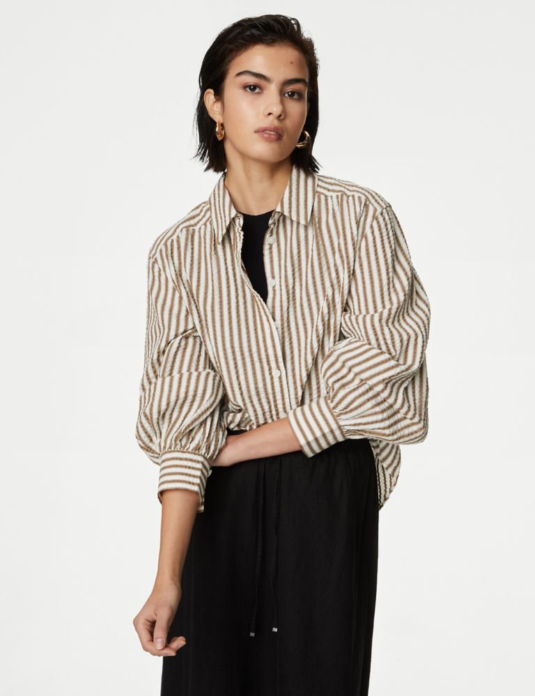 Pure Cotton Striped Collared Shirt 1 of 5