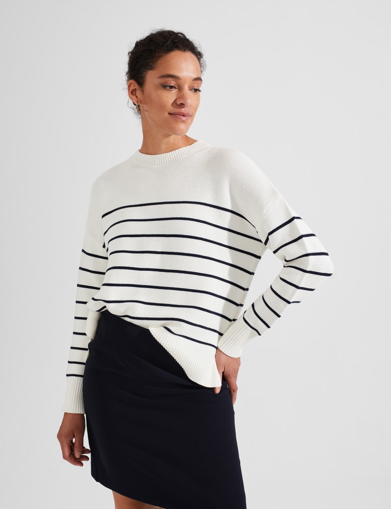 Pure Cotton Striped Crew Neck Jumper HOBBS M S