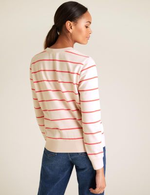 Striped crew neck sweatshirt sale